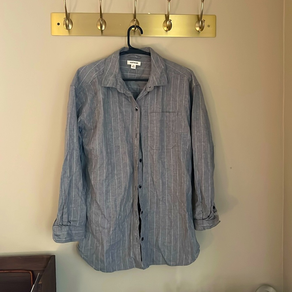 Goodthreads extra small button down gray and white stripes